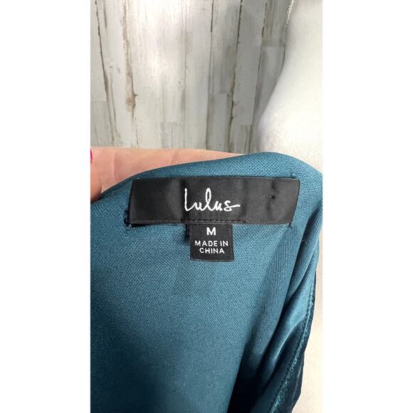 Lulus Women's One-Shoulder‎ Mini Dress Teal Crushed Velvet Size Medium - Picture 10 of 10